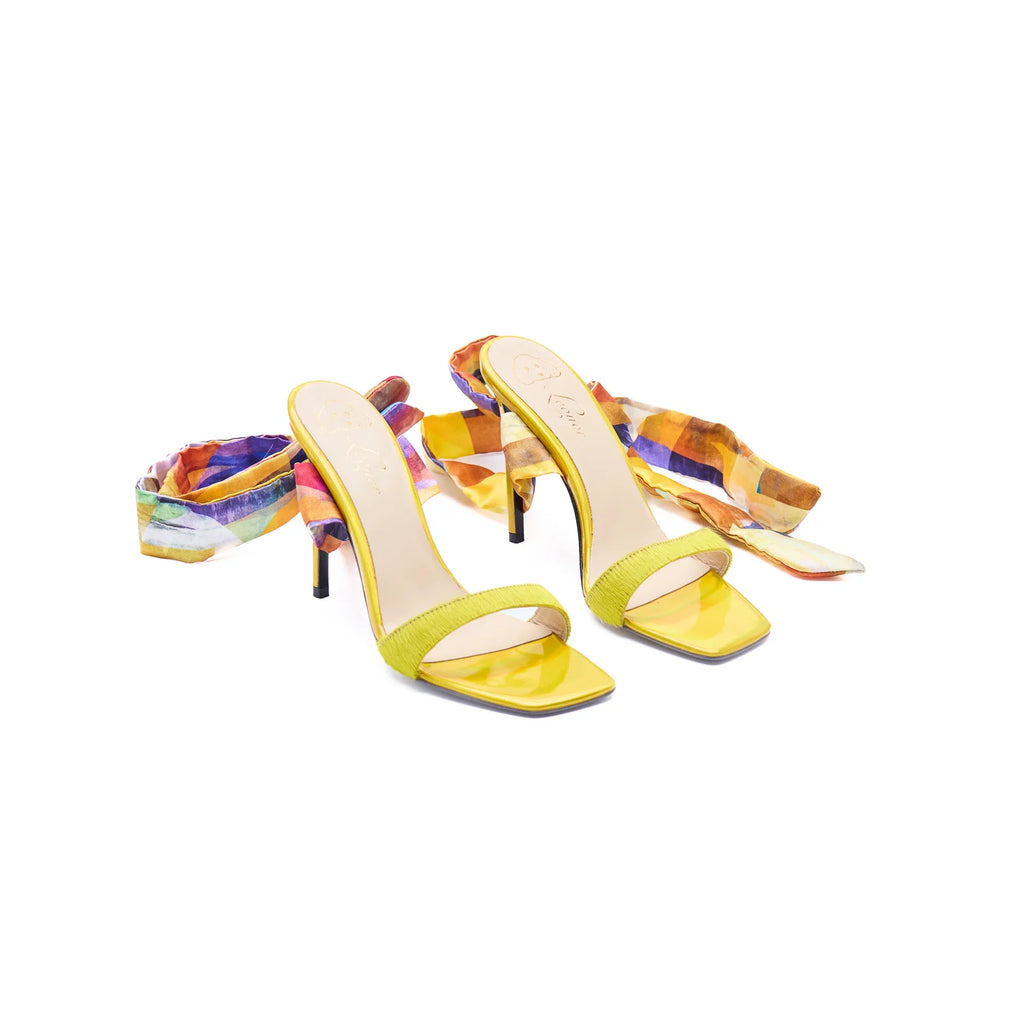 Sandalo pony e vitello ocra