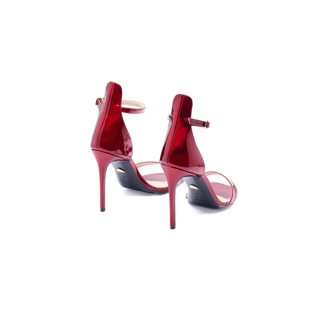 Sandalo rosso specchio con cinturino