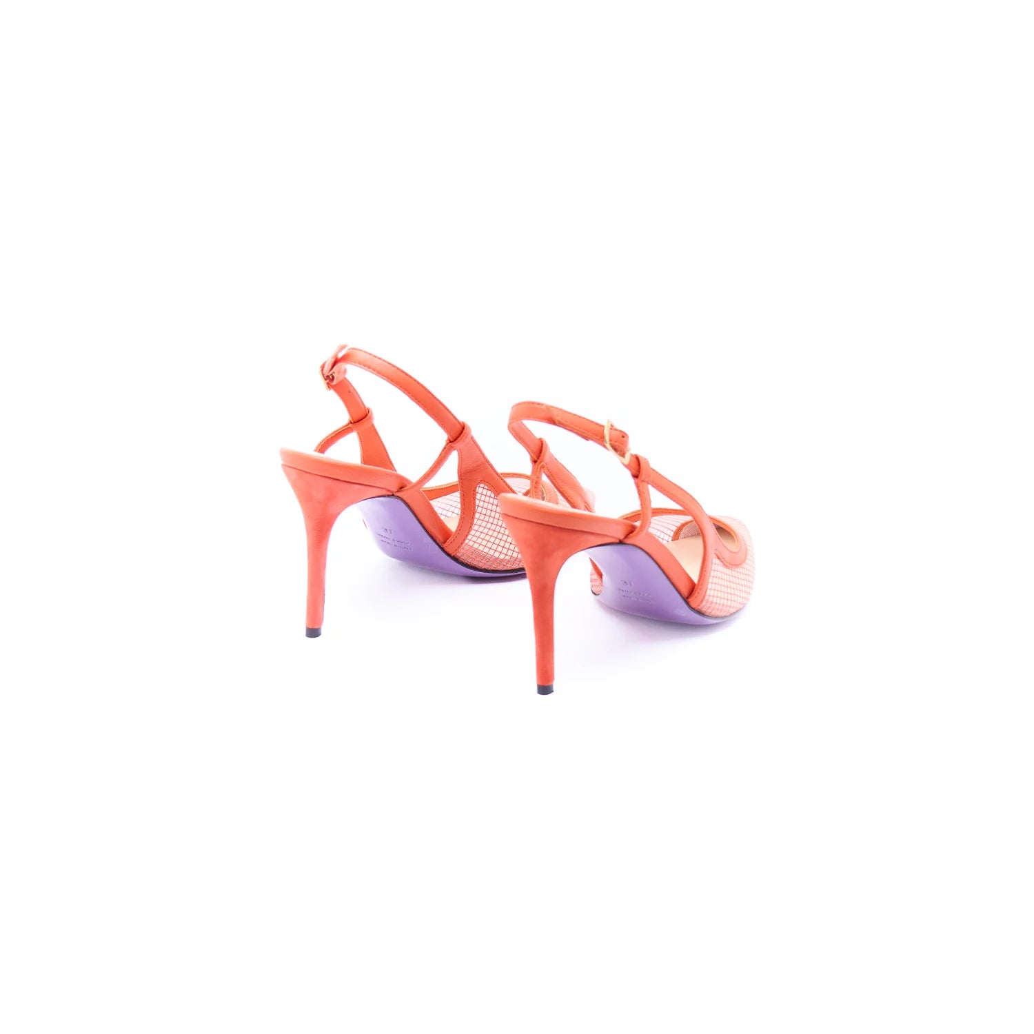 Slingback nappa e mesh arancio