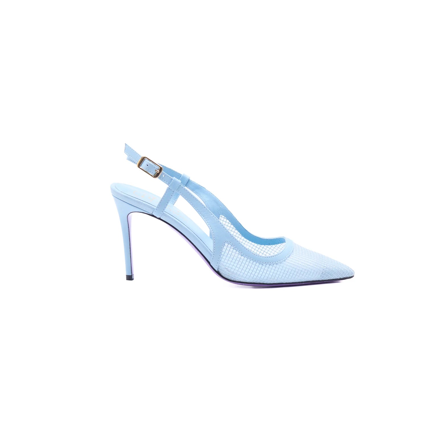 Slingback nappa e mesh cielo