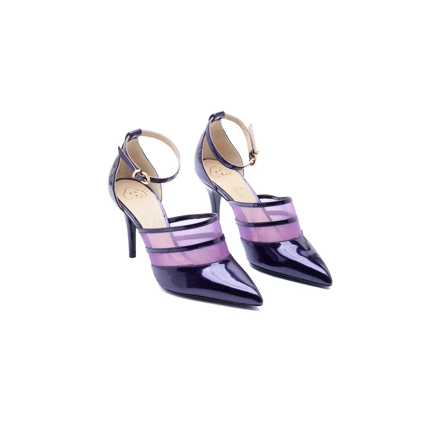 Slingback vernice e rete viola
