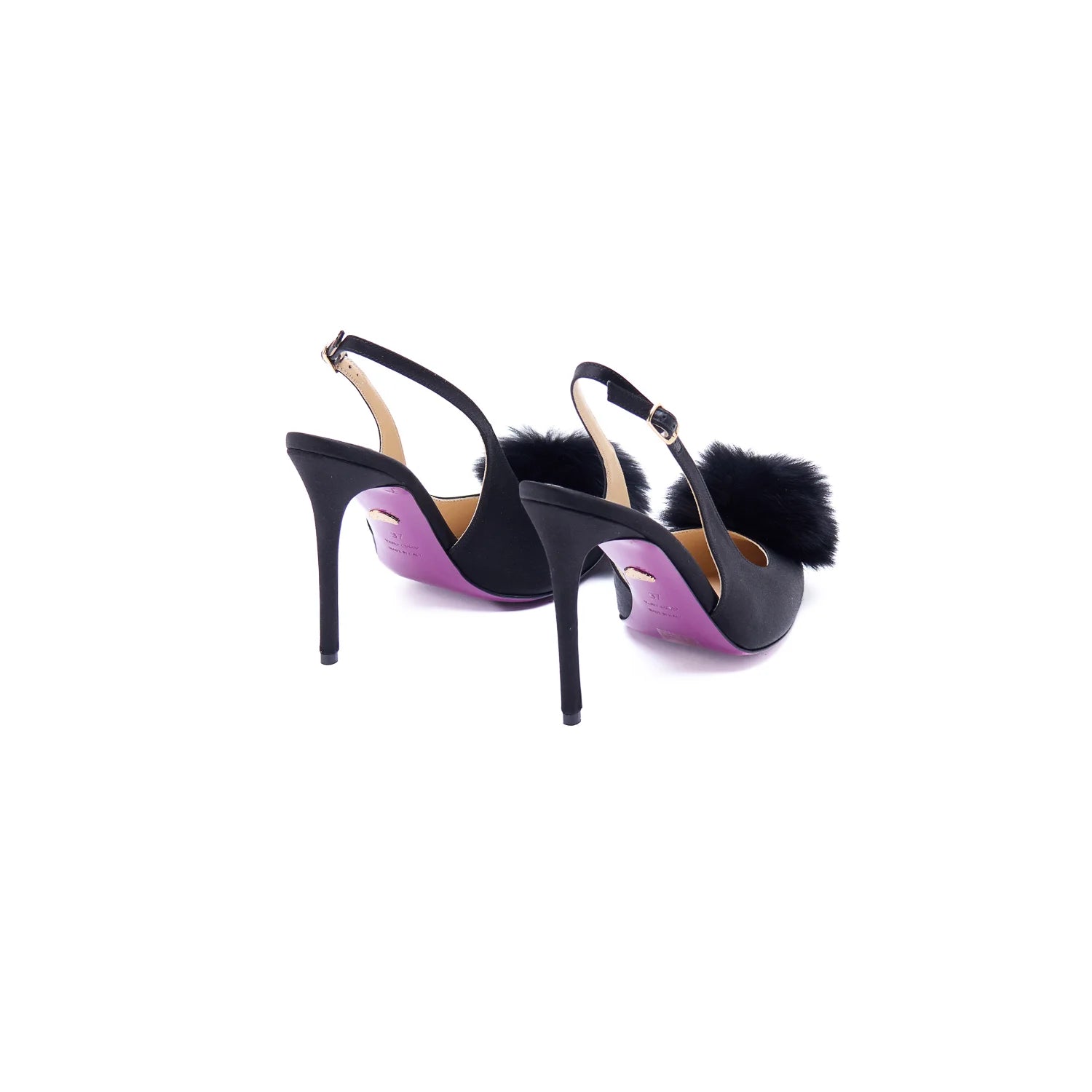 Slingback raso nero