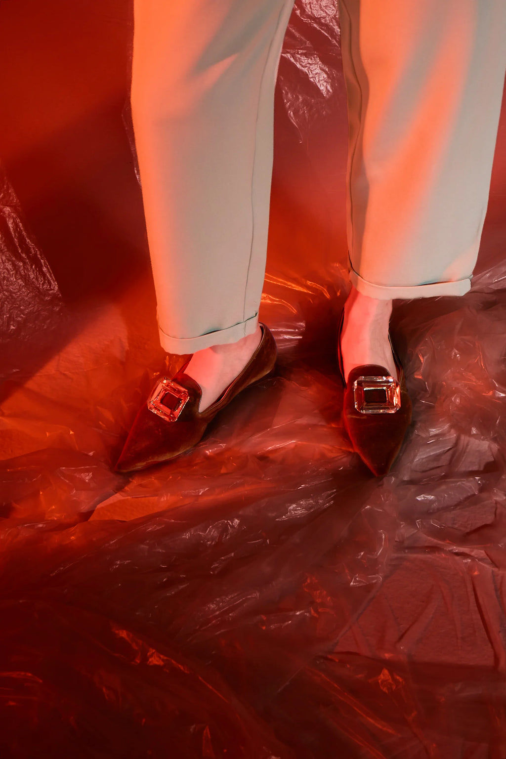 Ballerina in velluto sughero con accessorio