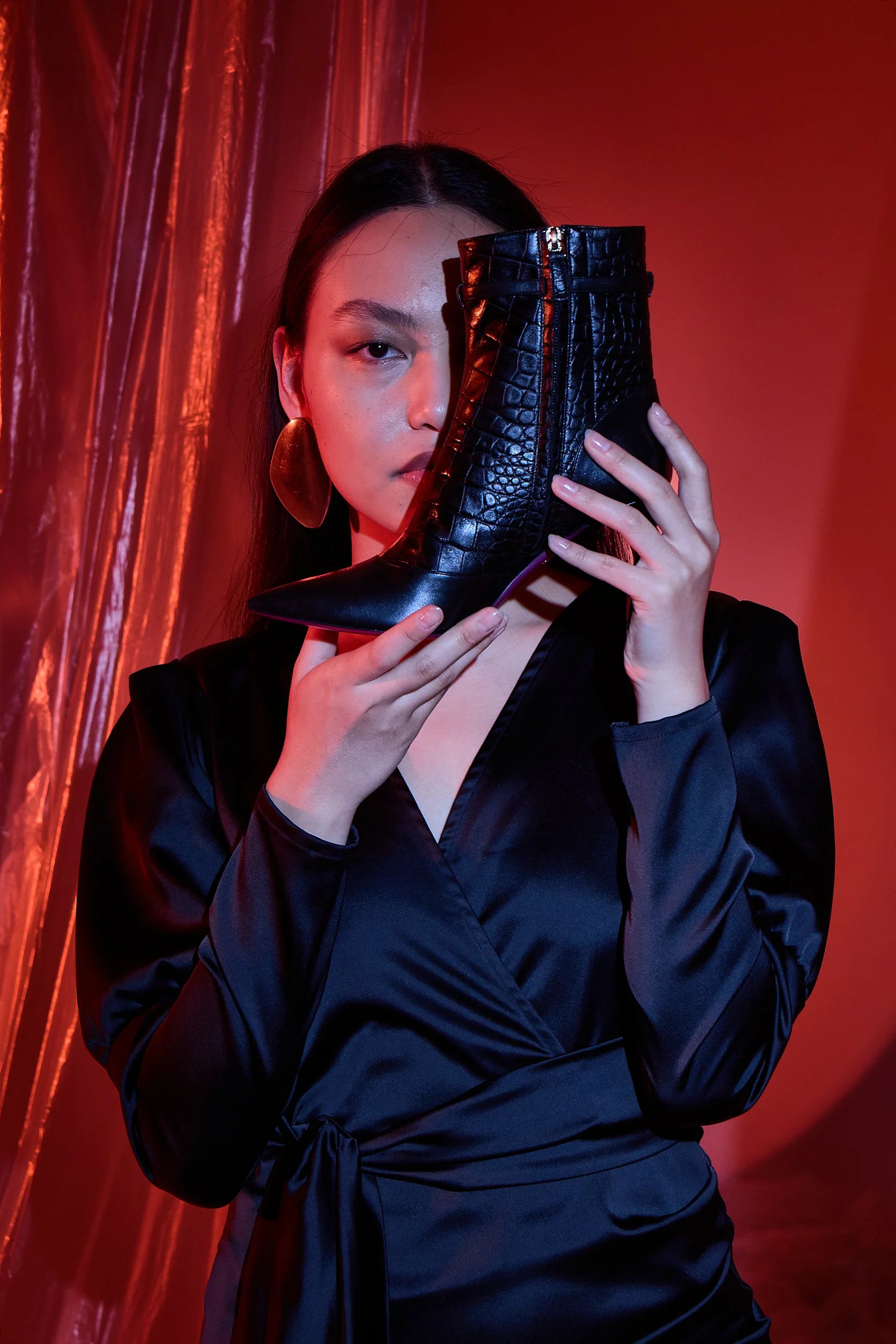 Stivale vitello e cocco nero