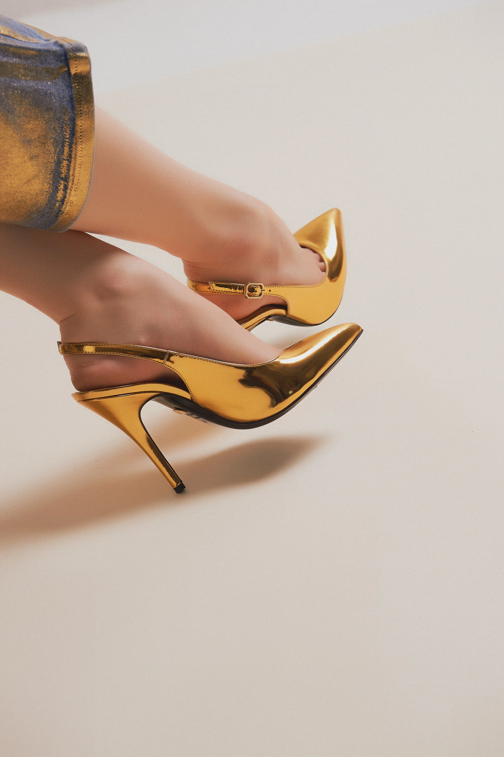 Slingback specchio oro